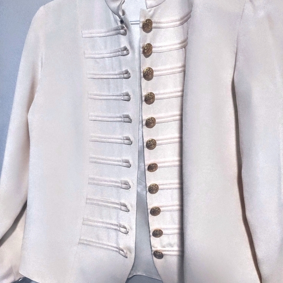 VTG Bloomingdales | Ivory Silk Jacket Gold Buttons - Picture 1 of 8
